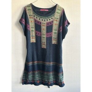 Pinkyotto Pleated Midi Dress Geometric Print Boho Artsy Colorful Sleeveless